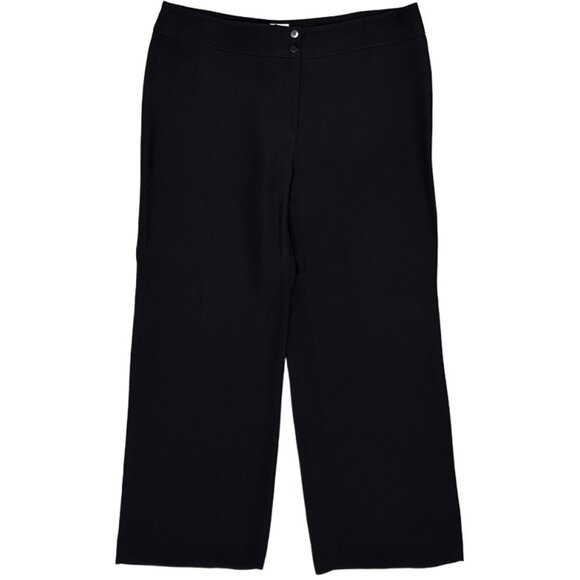 Armani Collezioni Mid Rise Wide Leg Silk Blend Trouser Pants in Black Size 12 - Picture 1 of 16